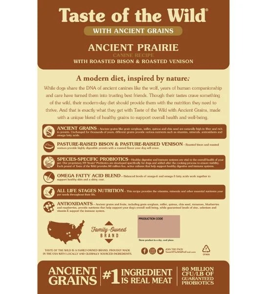 Taste of The Wild Ancient Prairie Bison & Venison Dry Dog Food