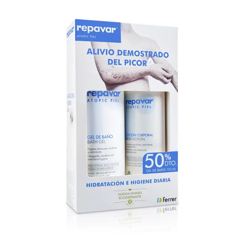 Repavar Atopic Piel Pack Gel 750Ml + Loción 500Ml 50% Dto
