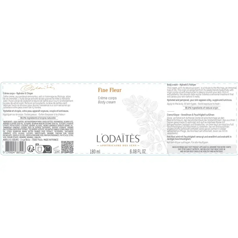 L'Odaïtès Corporal Fine Fleur - Crema Corporal , 180 ml