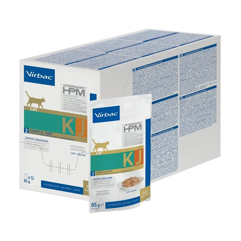 Virbac KJ2 Feline Kidney & Joint Comida Húmeda para Gatos ,12x85g