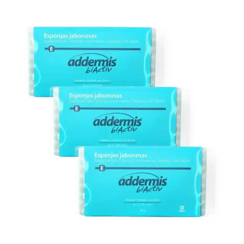 Addermis Biactiv Esponjas Jabonosas Aseo Diario , 3X20 Unidades