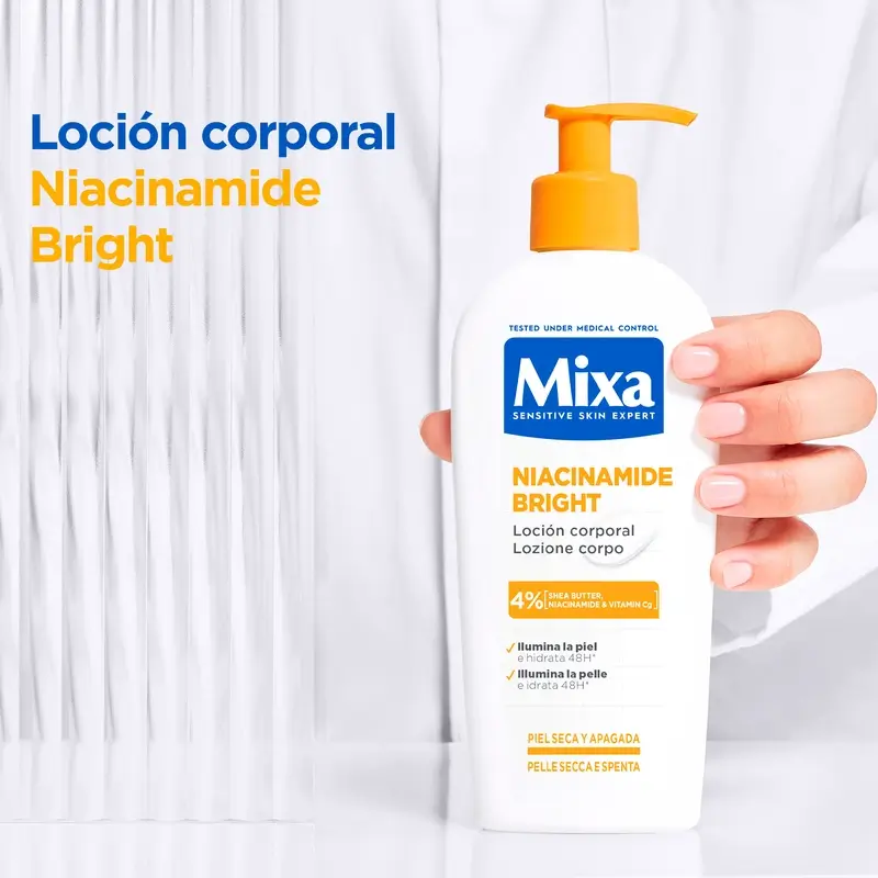 Mixa Niacinamida Bright Loción Corporal Pieles Secas Y Apagadas , 250 ml
