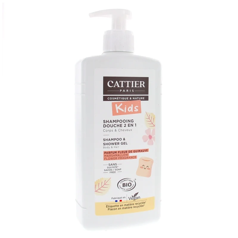Cattier Kids Shampoing Douche 2en1 Parfum Fleur de Guimauve Bio - 500ml