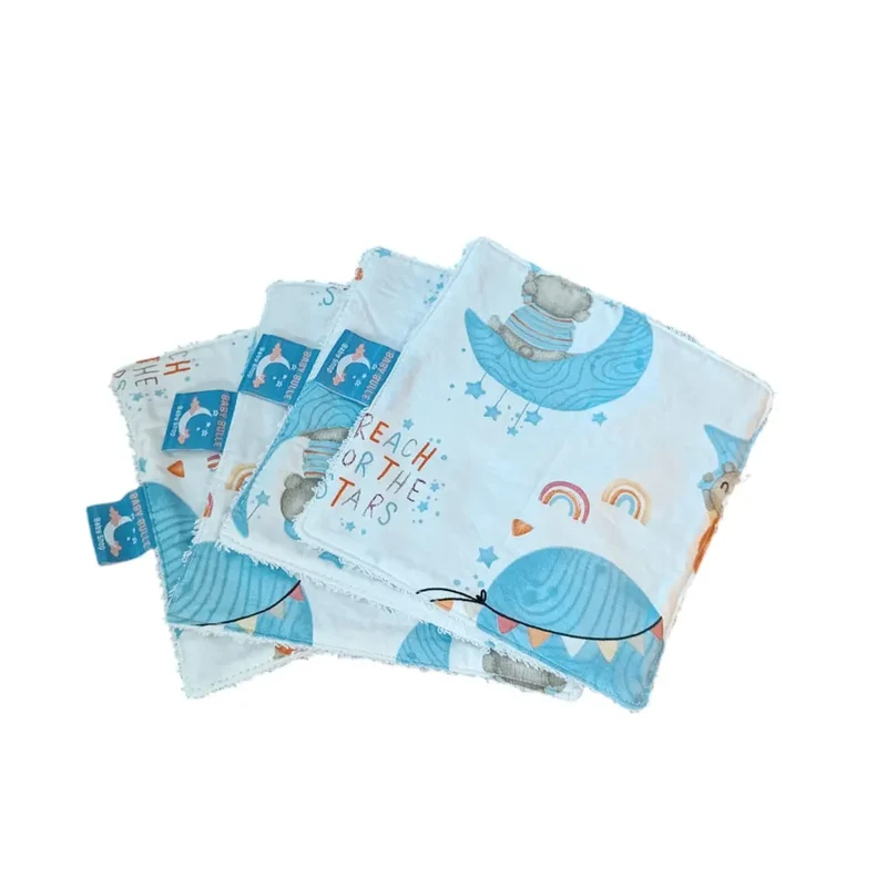 Baby Bulle Pack de 4 Lingettes Lavables Lune - Bleu