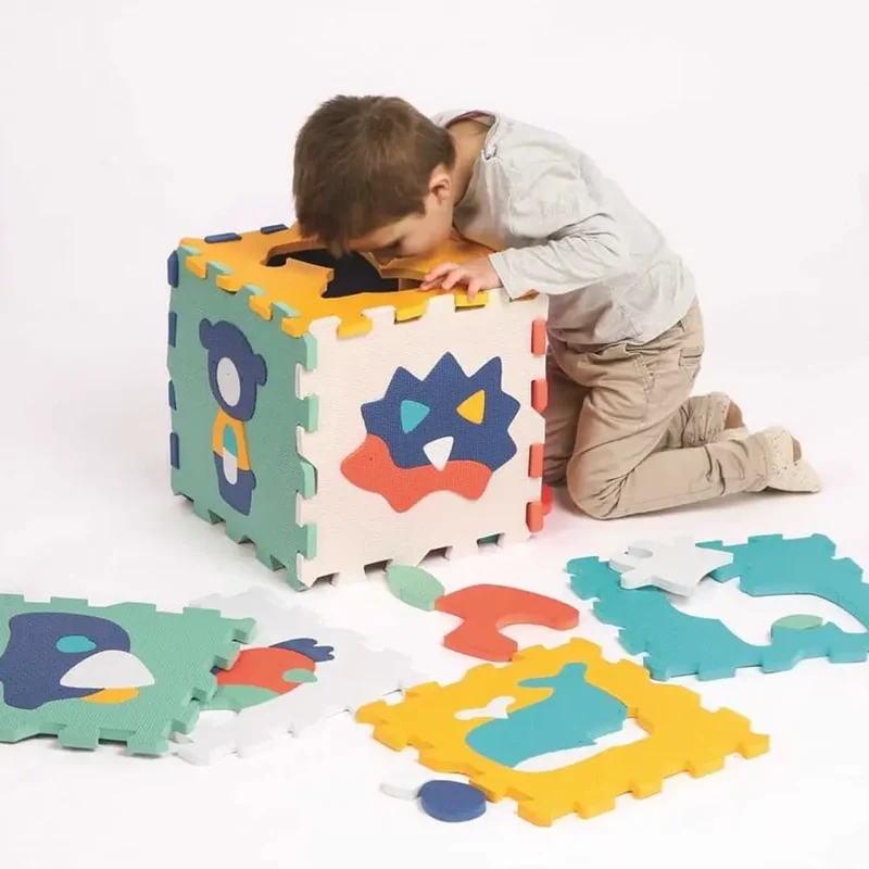Ludi Coffret Sensoriel - Tapis Dalles Animaux avec Rouleau & Balles