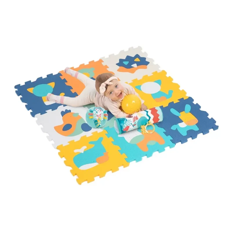 Ludi Coffret Sensoriel - Tapis Dalles Animaux avec Rouleau & Balles
