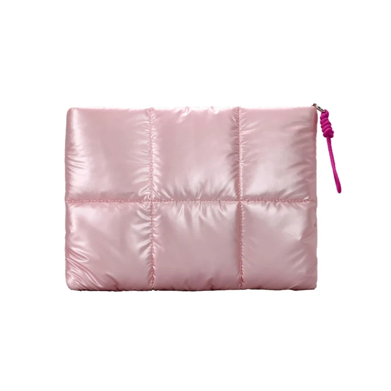 Bolso Puffer para Laptop hasta 14" Rosado Metalizado
