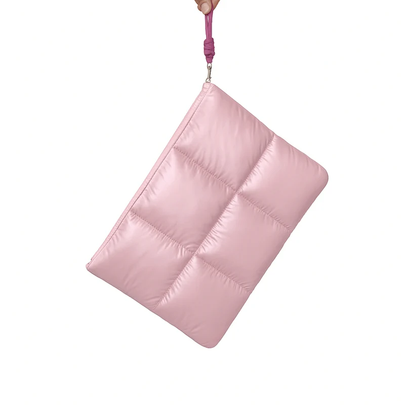 Bolso Puffer para Laptop hasta 14" Rosado Metalizado