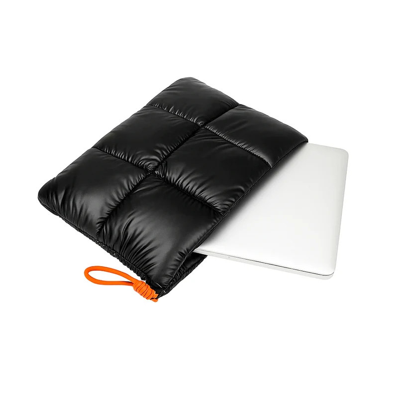 Bolso Puffer para Laptop hasta 14" Negro Metalizado
