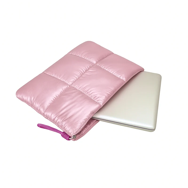 Bolso Puffer para Laptop hasta 16" Rosado Metalizado