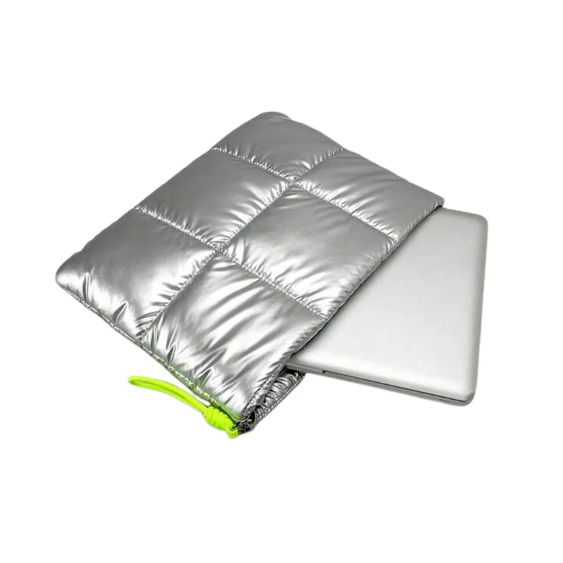 Bolso Puffer para Laptop hasta 16" Plateado Metalizado