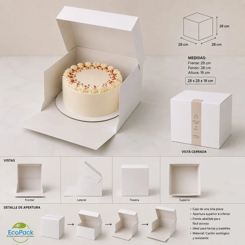 Caja Pastelería Alta 20x20x18cm