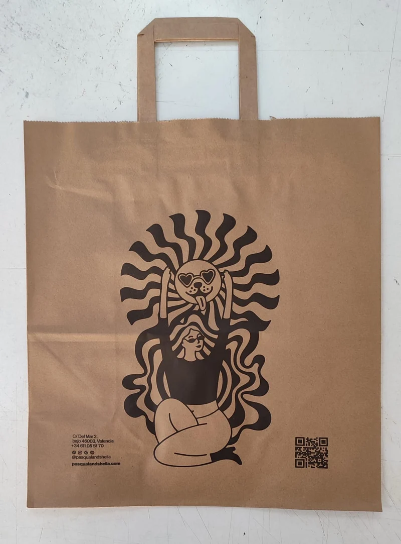 Bolsa Kraft Asa Plana S1 (26x14x32cm) (personalizada a 1 tinta- a 2 caras)- 1500 unidades