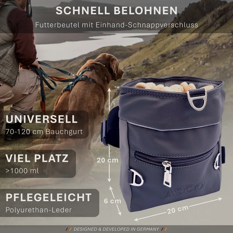 ASCO Leckerlitasche für Hunde mit Einhand-Schnappverschluss