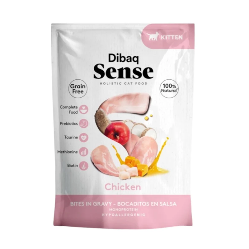 Dibaq Sense Bocaditos en Salsa Pollo 100g — Comida Húmeda para Gatitos