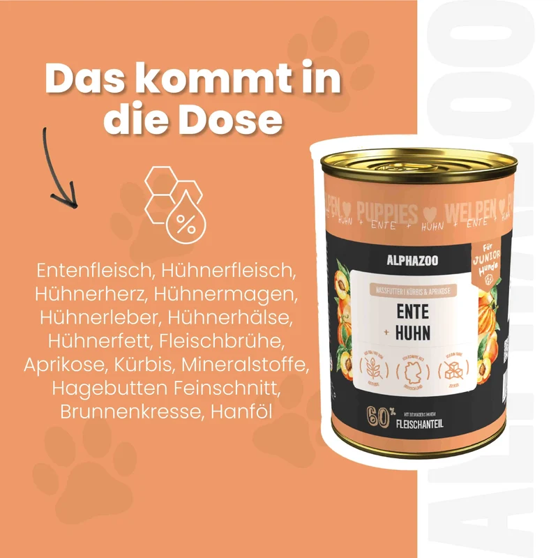 Ente + Huhn Nassfutter para Welpen