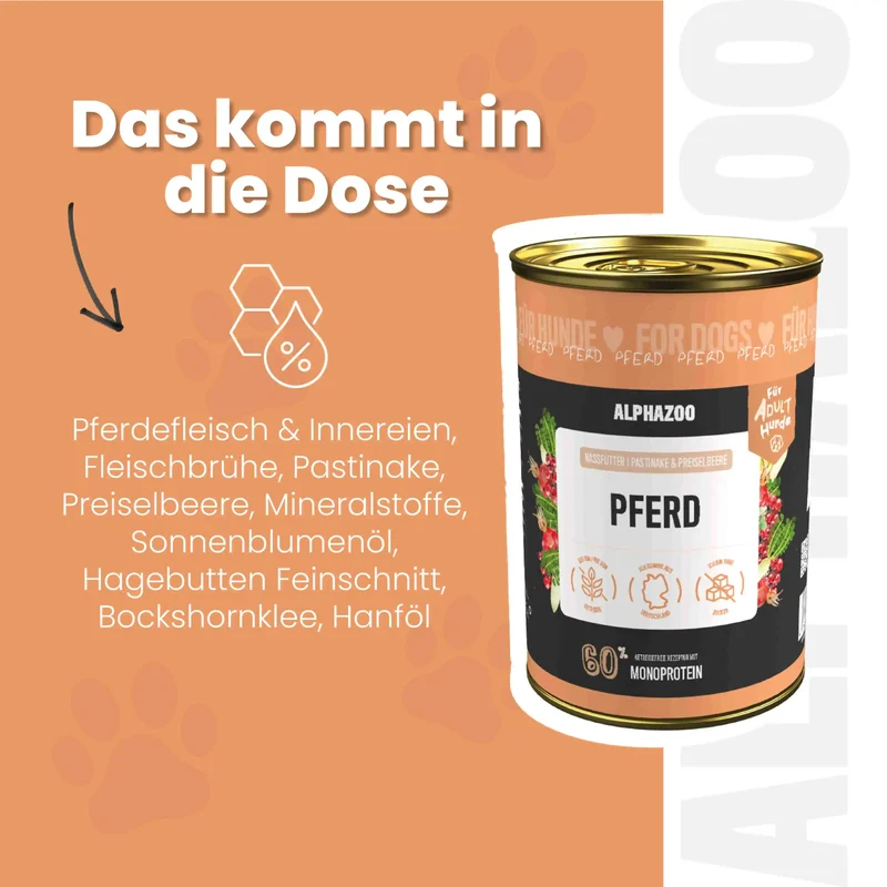 Monoprotein Pferd Nassfutter para perros
