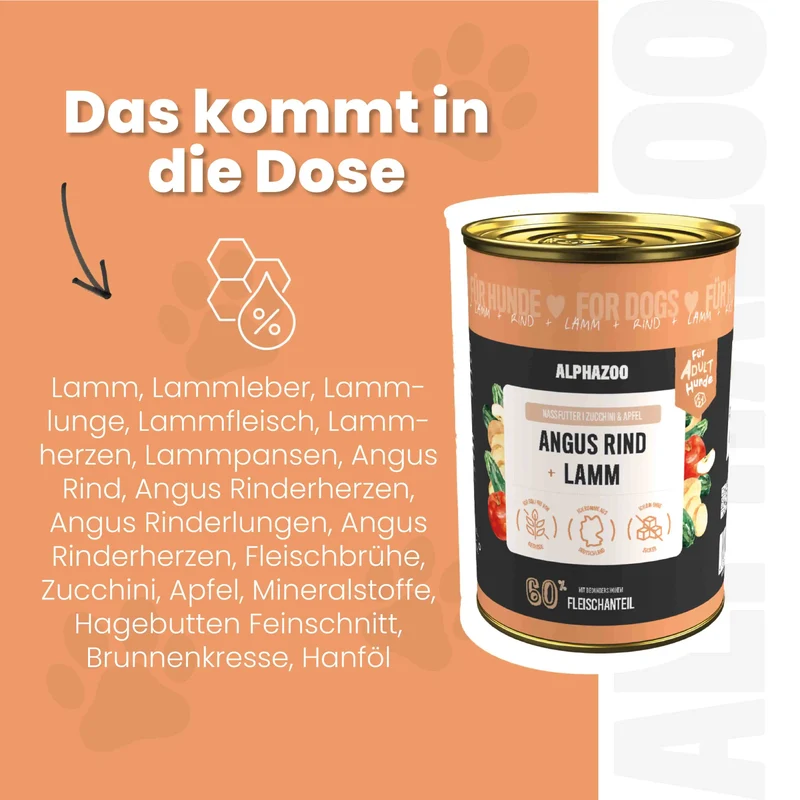 Angus Rind + Lamm Nassfutter para perros adultos