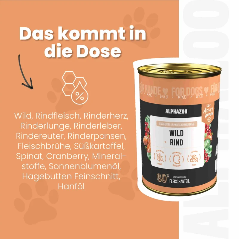 Wild + Rind Nassfutter para perros adultos