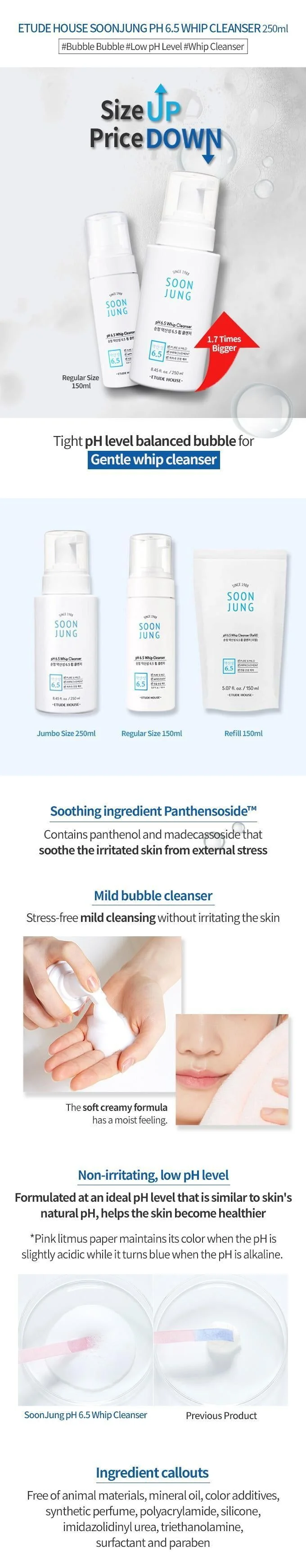ETUDE SoonJung pH 6.5 Whip Cleanser 150ml