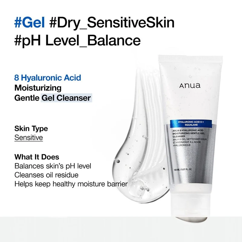 Anua 8 Hyaluronic Acid Moisturizing Gentle Gel Cleanser 150ml