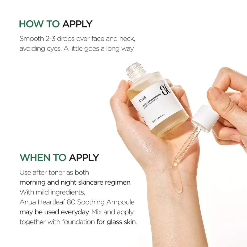 Anua HEARTLEAF 80% MOISTURE SOOTHING AMPOULE 30ml