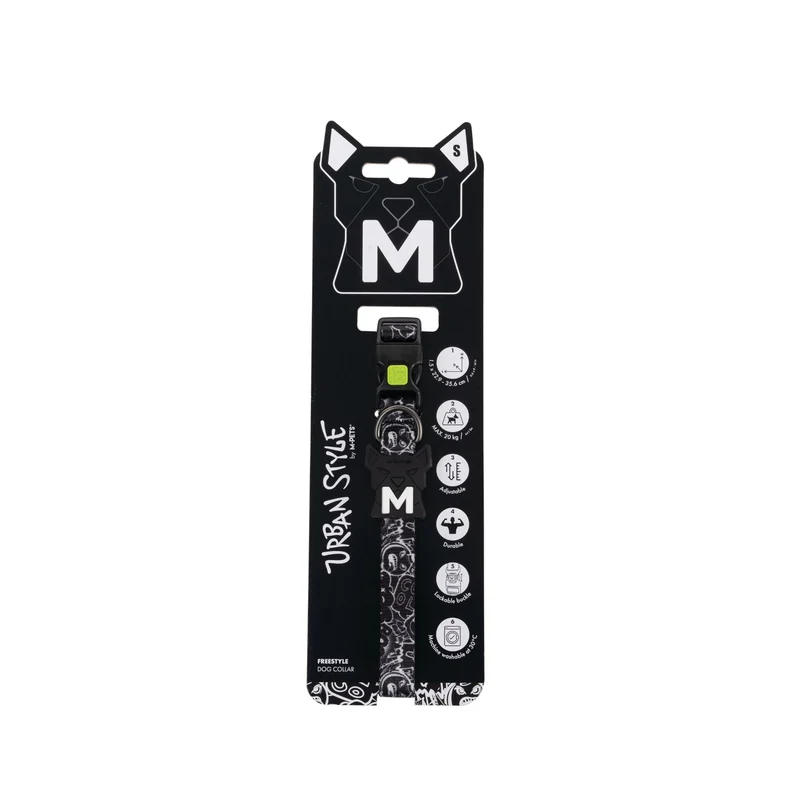 URBAN STYLE FREESTYLE Black & White Dog collar