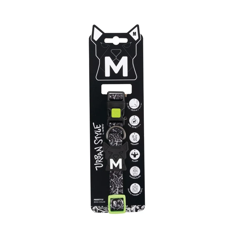 URBAN STYLE FREESTYLE Black & White Dog collar