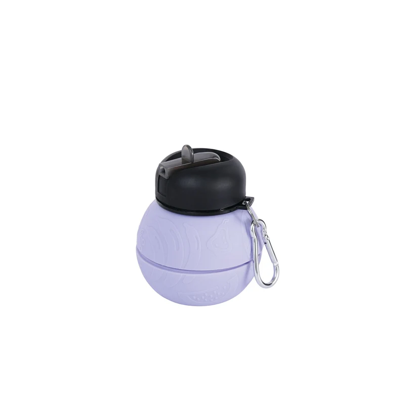 On the road Foldable dog water bottle 200ml-550ml 2 in 1 Lavender Purple Color