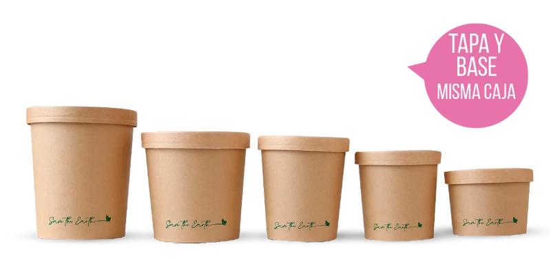 Sopera Cartón + Tapa Kraft 1000ml (Combo)- 32oz (300 unid/caja)-(exclusivo online)