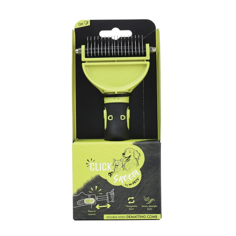 CLICK and GROOM Double-sided Dematting comb