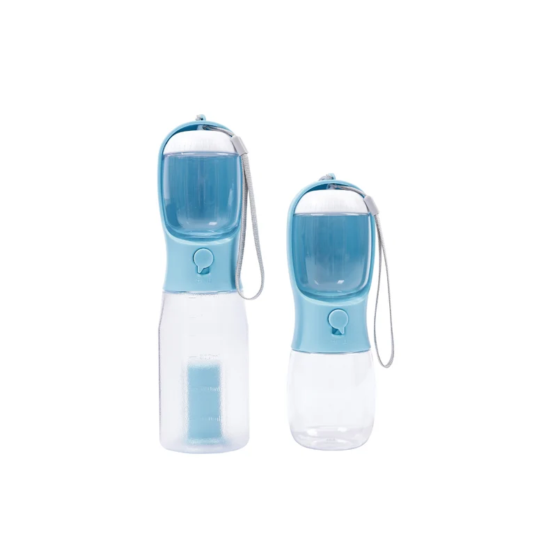 ON THE ROAD - Dog water bottle 300 ml 2 in 1 - Blue mist