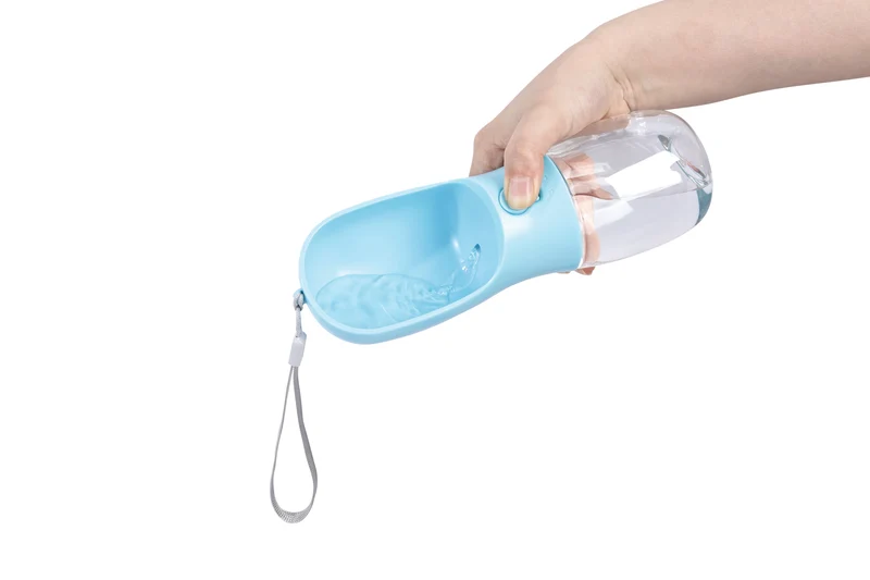 ON THE ROAD - Dog water bottle 300 ml 2 in 1 - Blue mist