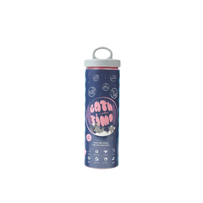 BATHTIME Quick-dry Towel for Cats and Dogs Pink Bubble