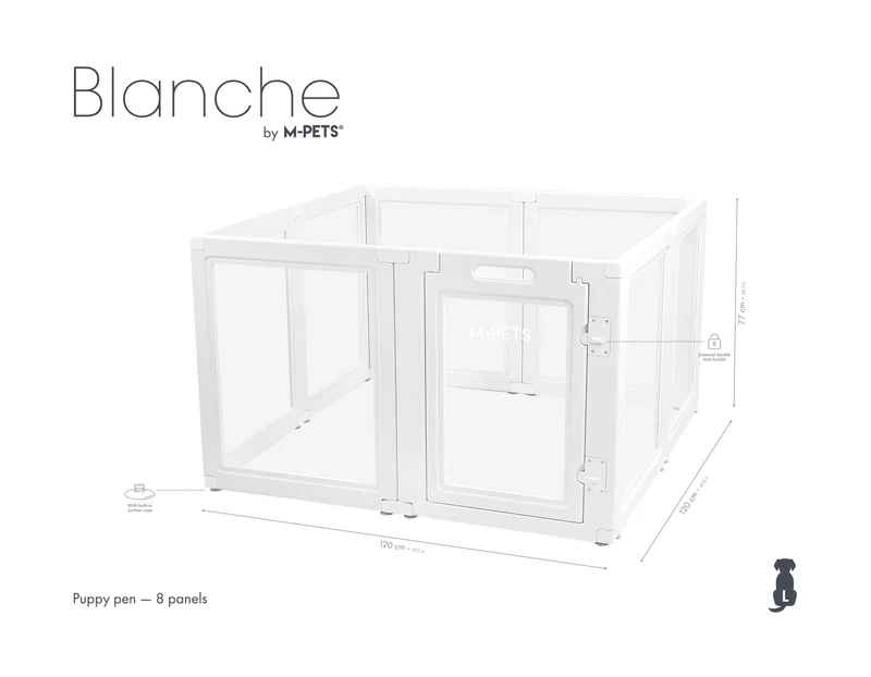 BLANCHE Puppy pen 8 panels L white