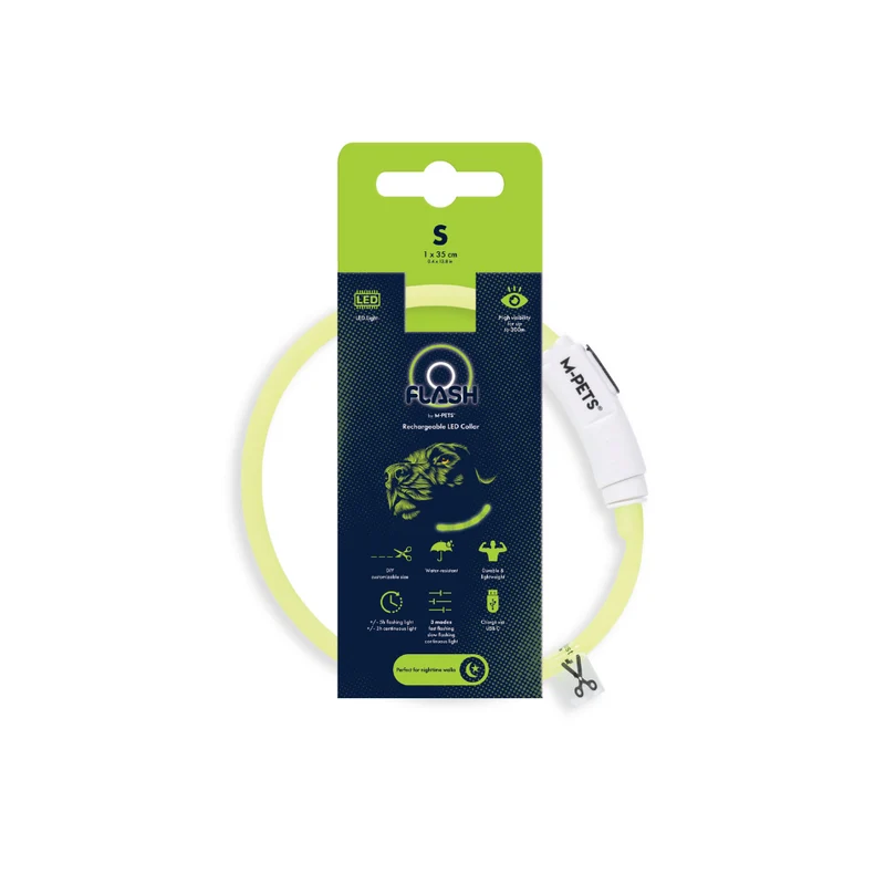 FLASH LED rechargeable collar Green