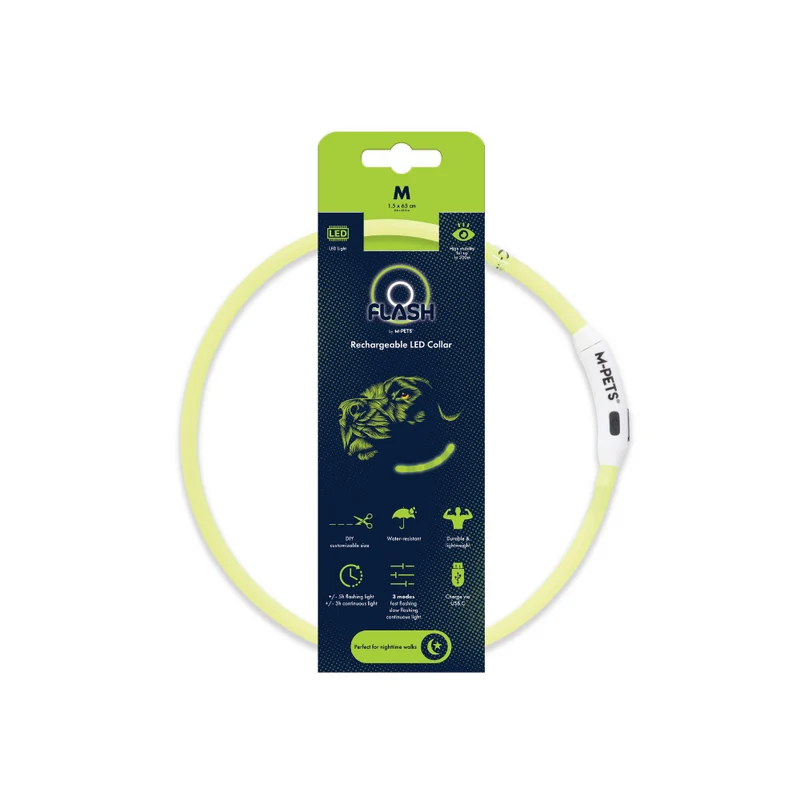 FLASH LED rechargeable collar Green