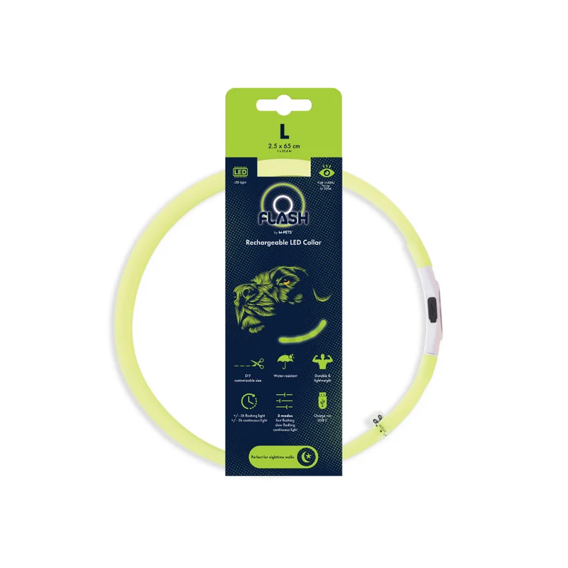 FLASH LED rechargeable collar Green