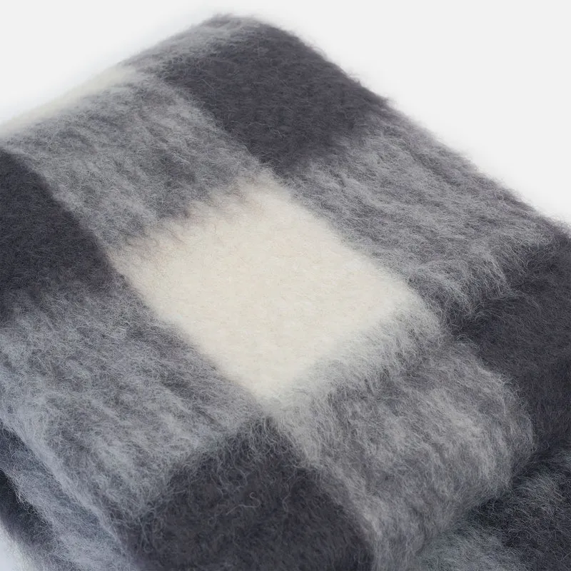 Manta Mohair de Cuadros Blanco y Negro