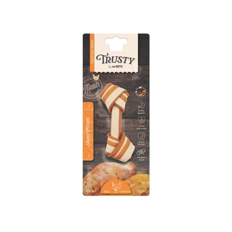 TRUSTY Knotted bone Chicken Flavor - SWEET POTATO DISPLAY 12.7 cm