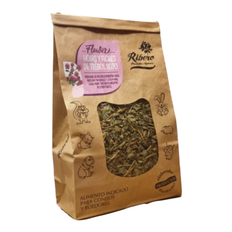 Ribero Hojas y Flores de Trébol Rojo para Conejos y Roedores