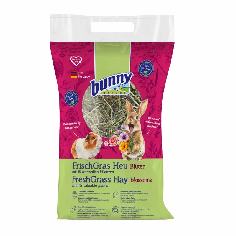 Bunny Heno Freshgrass con Flores Naturales 500g | Heno Aromatizado para Conejos y Cobayas