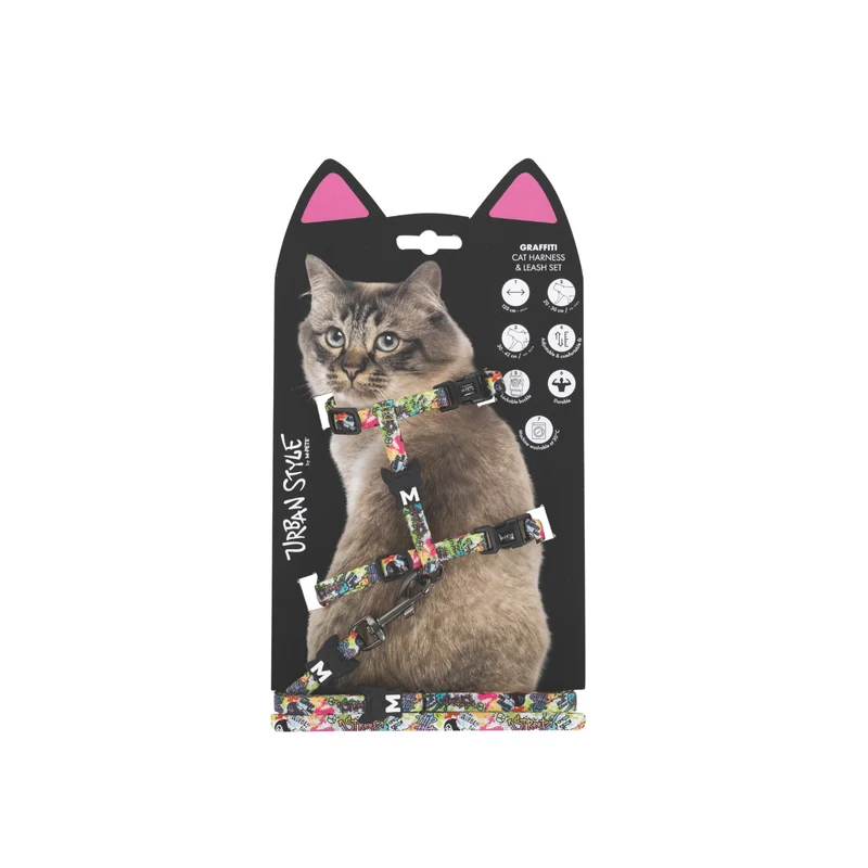 URBAN STYLE GRAFFITI Cat Harness & Leash set