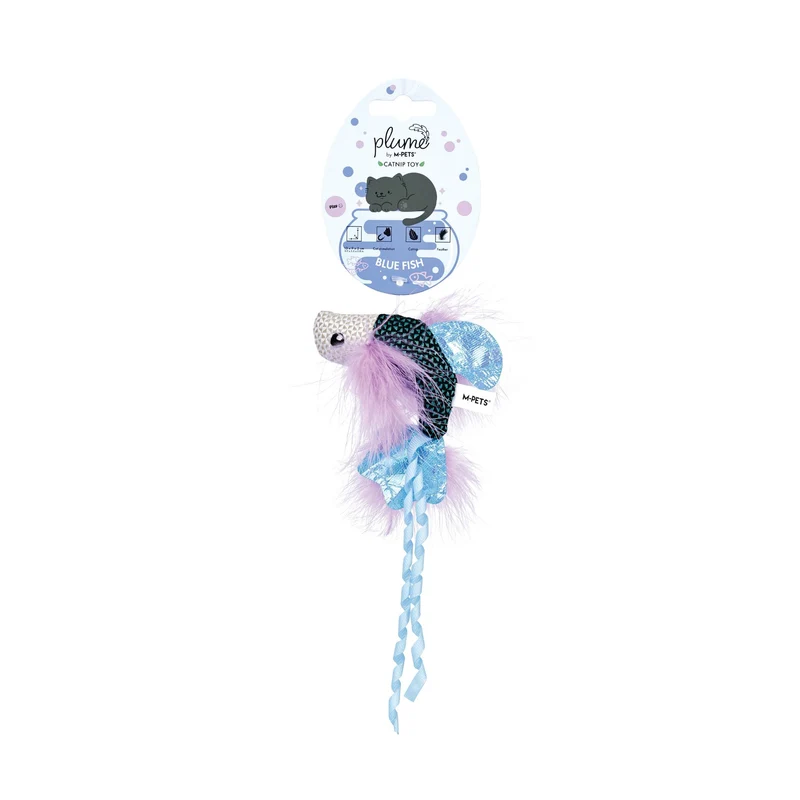 Plume catnip toy Blue fish