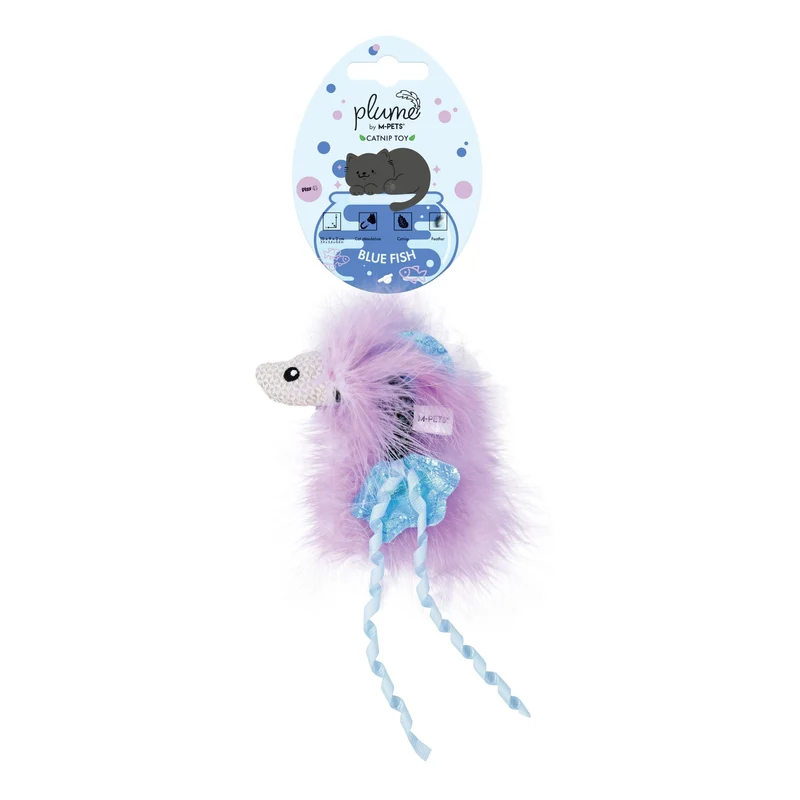 Plume catnip toy Blue fish