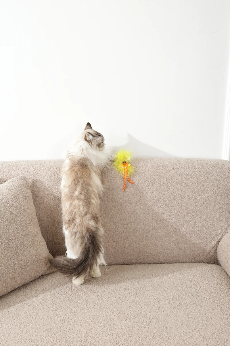 Plume catnip toy Yellow fish