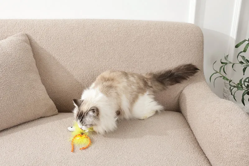 Plume catnip toy Yellow fish