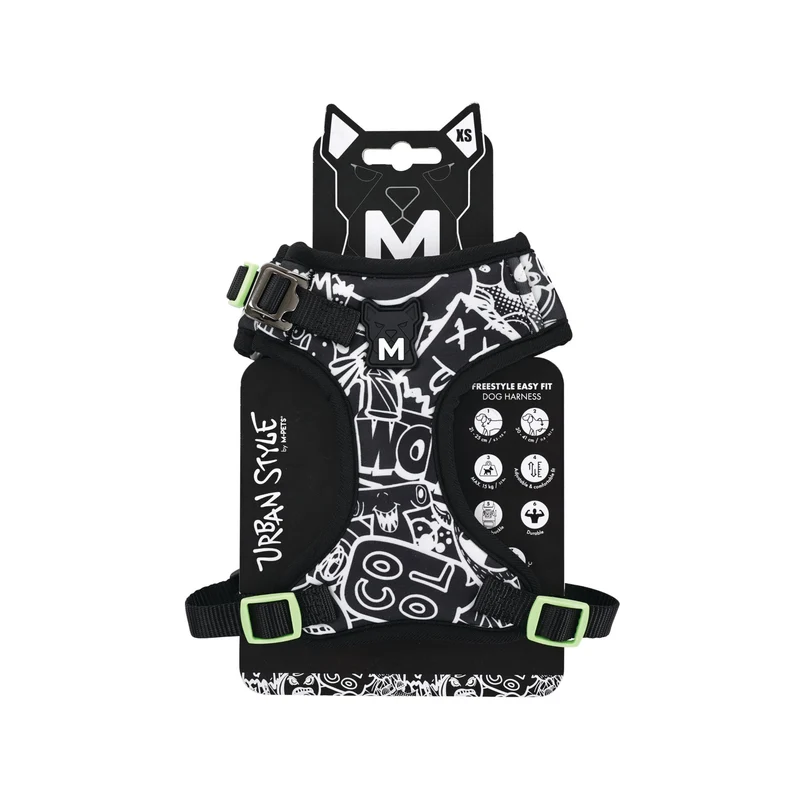 URBAN STYLE FREESTYLE Black & White Easy fit Dog harness