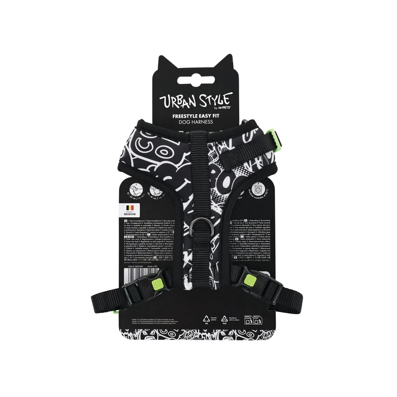URBAN STYLE FREESTYLE Black & White Easy fit Dog harness