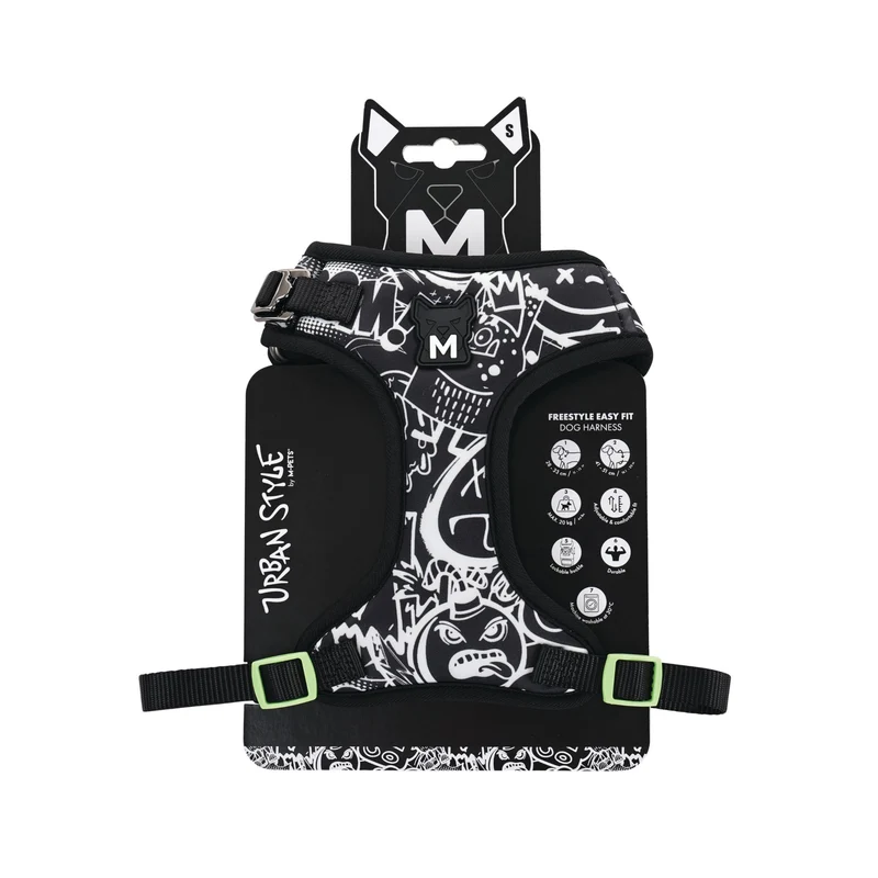 URBAN STYLE FREESTYLE Black & White Easy fit Dog harness